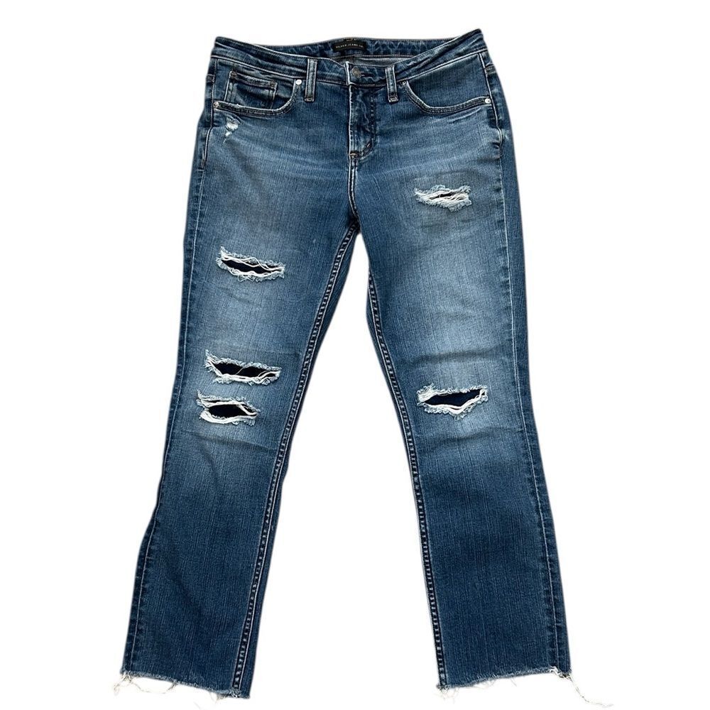 Silver Beau Girlfriend Distressed Ankle Jeans